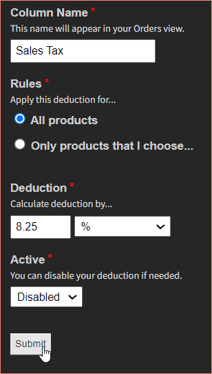 Update deduction form