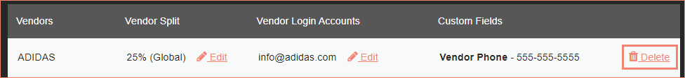 Delete vendor login
