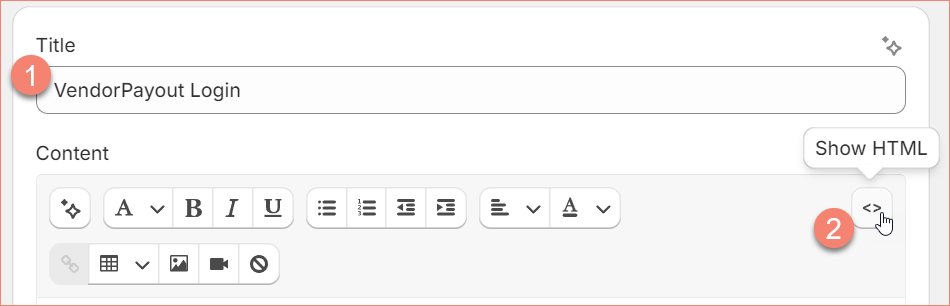 Show HTML editor