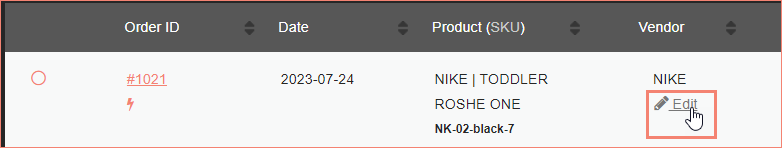 Edit Order screen