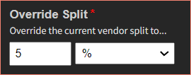 Override Split percentage field