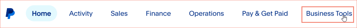 PayPal Business Tools menu