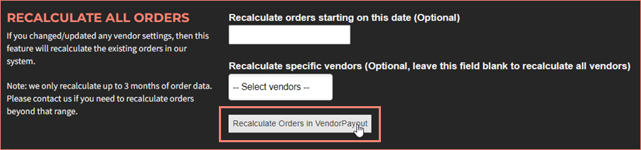 Recalculate Orders button