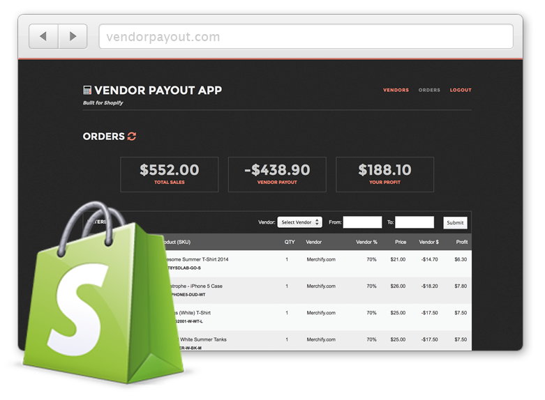 Vendor Payout integrated with Shopify